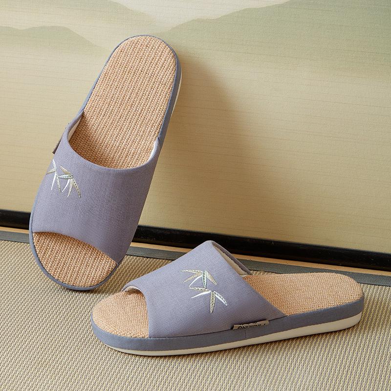 Four Seasons Cotton and Linen Slippers Women's Spring and Autumn Indoor Silent Machine Washable Elderly Linen Slippers Home Men's Household