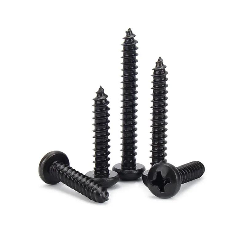 10,000 Blackened Carbon Steel Phillips Round Head Self-Tapping Screws for Woodworking, Furniture, and Electronics.