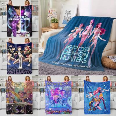 K-Pop Dämonenjäger Decke Heißes Anime Mädchen Team Flanell Überwurfdecke Winter Warme Decke für Wohnzimmer Sofa Bettbezug Fan Geschenk