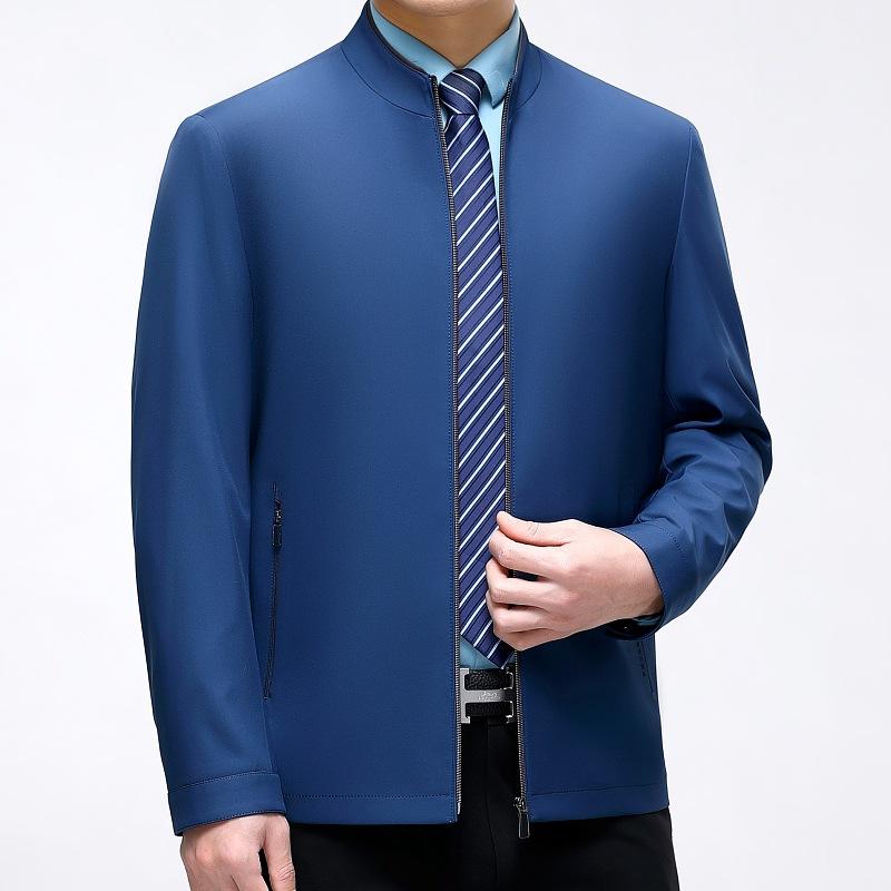 High-end Mulberry Silk Jacket Men's Spring and Autumn New Middle-aged Dad Wear Business Lapel Casual Loose Men's Jacket