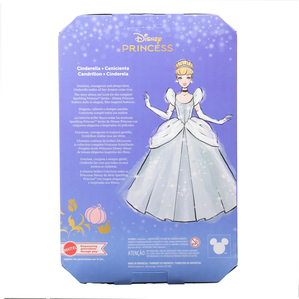 Mattel Disney Princess Cinderella Deluxe Princess Ages JMP62 Doll, Doll, Dress-Up Doll, 4+, Blue,