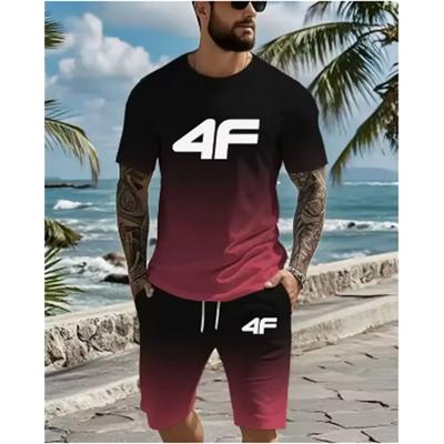 2025 Sommer lässiges Herrenset T-Shirt + Shorts zweiteilig bequem und atmungsaktiv Herrenoberteil bedrucktes T-Shirt Set