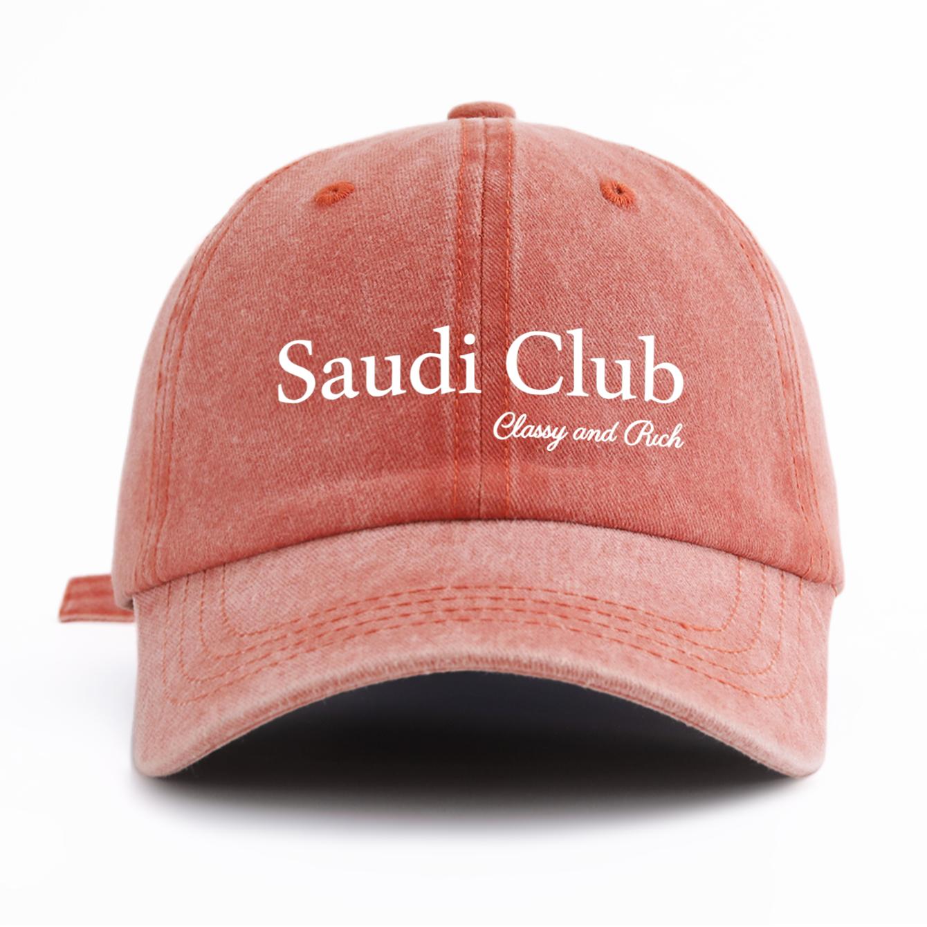 

1pc SAUDI C Print Washed Baseball Cap for Adults,Minimalist Retro Style Casual Soft Adjustable Dad Hat,Perfect As Gift помаранчевий