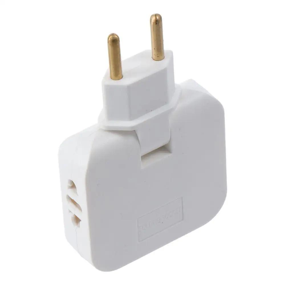 Plastic European Travel Plug Adapter White Ultrathin 180 Rotatable Sockets Copper One To Multiple Plug Converter Electrician
