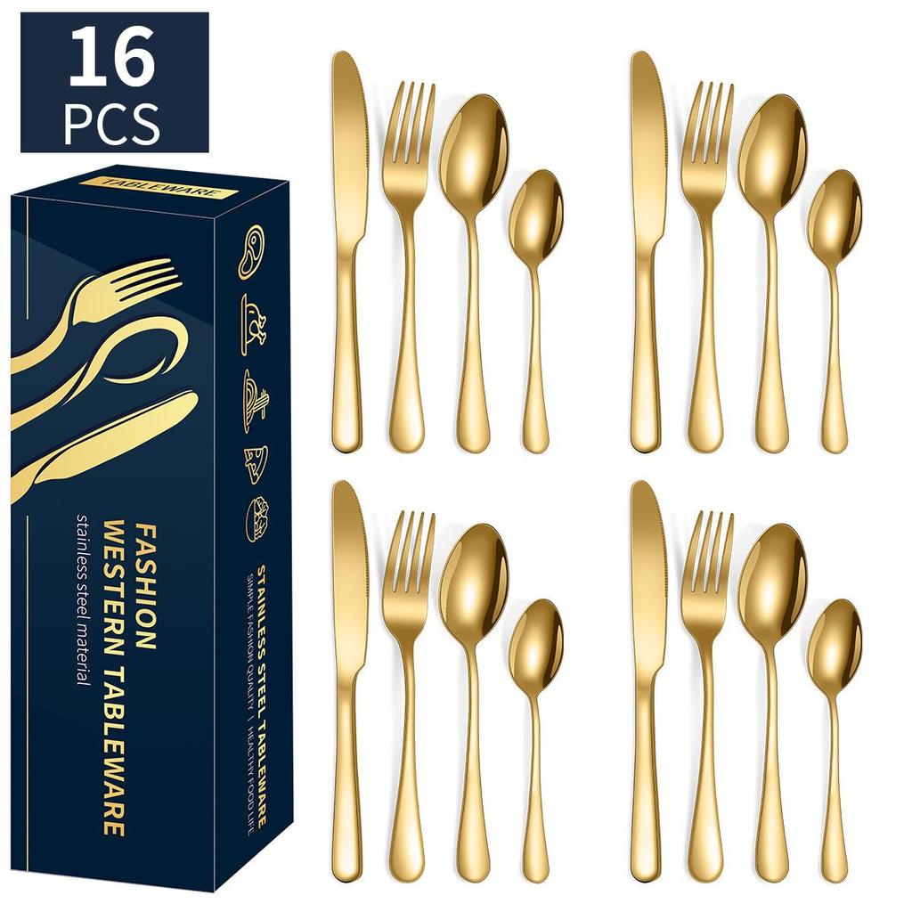 Popular 1010 Stainless Steel Tableware, Knife, Fork, Spoon Set, 24 Piece Set/16 Piece Set, Western Food Tableware Is Cheap