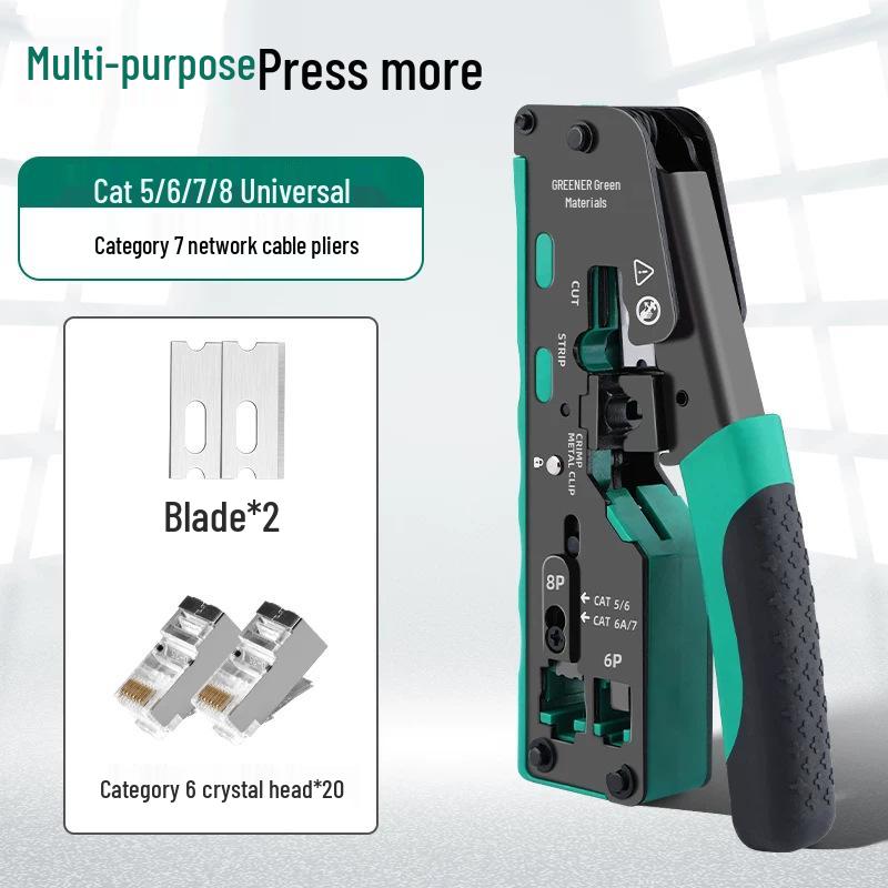 Green Forest Professional Network Cable Crimping Tool for Universal Super Category 7 Crystal Heads and Terminals