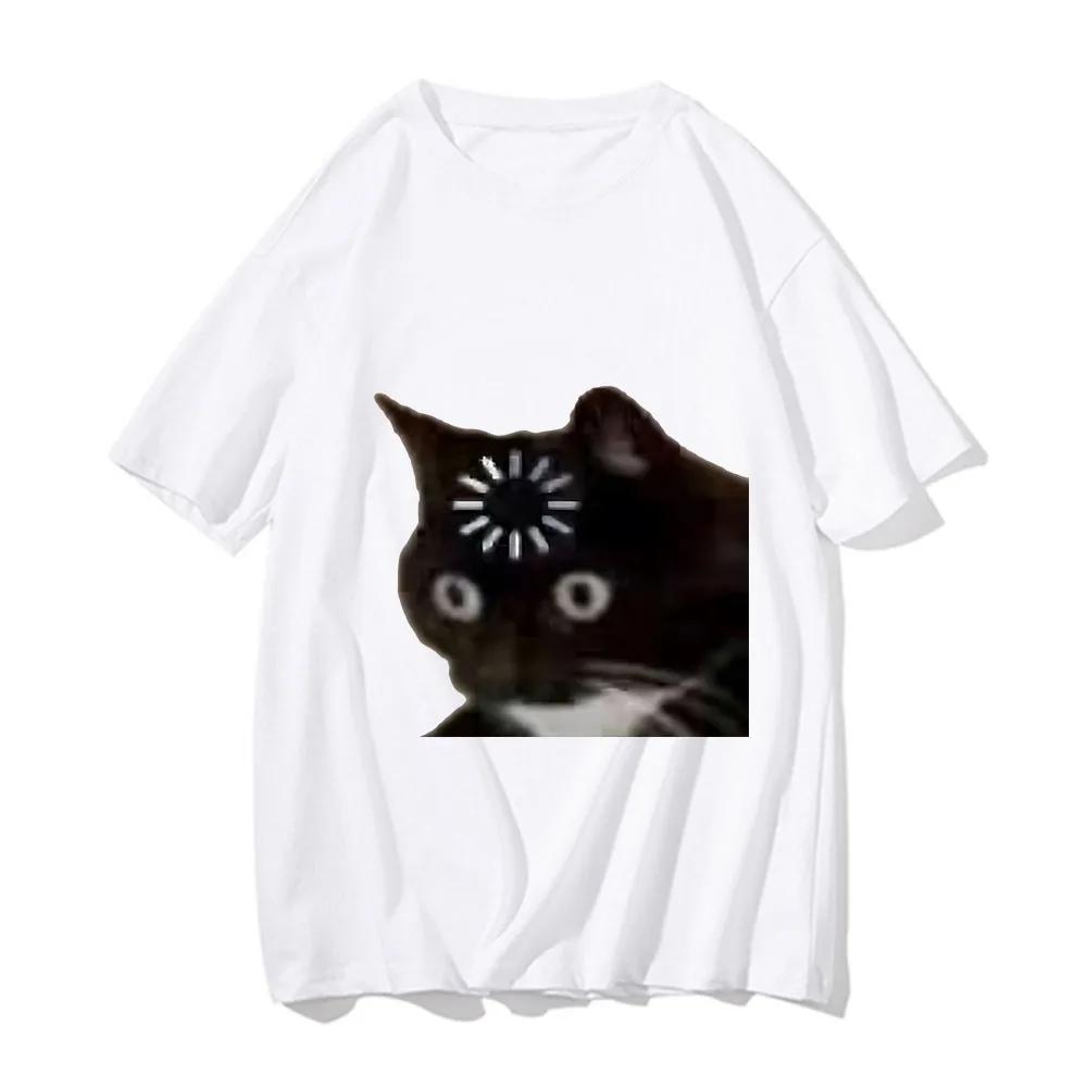 Funny Cat Emotion Printed T-shirt Kawaii Summer Fashion Men Casual Short Sleeve Streetwear Women Clothes Aesthetic T Shirt Tops