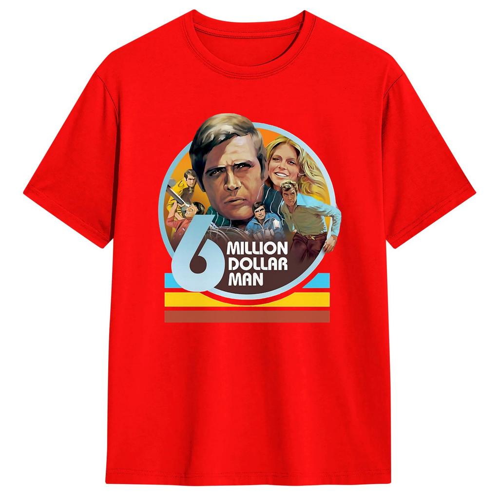 Sex Miljoner Dollar Unisex TV T-shirt för Unisex Rolig Bomulls T-shirt Rund Hals Kortärmad T-shirt Klassiska Toppar