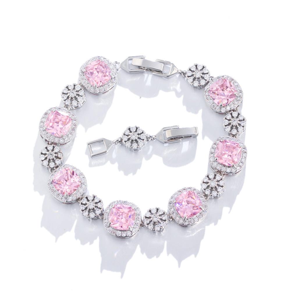 Seiko Light Luxury Color Treasure Bracelet Square Candy Micro-Inlaid Zircon Luxury Bracelet Zircon Jewelry