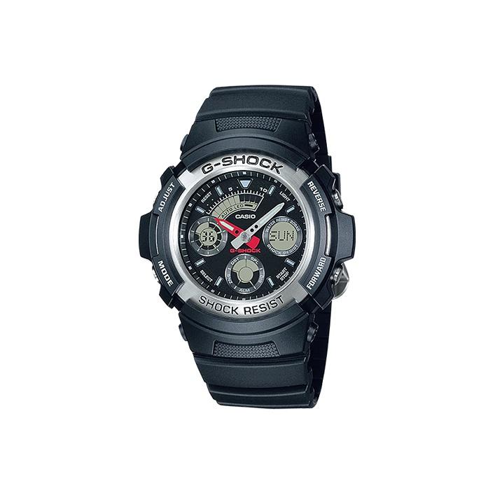 

Casio Classic Series Fashion Trend Color Block Vitality Street Classic Three Eyes Dual Display Black Dial Waterproof Quartz Movement AW-590-1A Silver Black Watch Dial