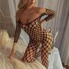 Fishnet Transparent Teddy Bodysuits Erotic Crotchless Lingerie Women Mesh Hollow Bodystocking Sexy Off Shoulder Teddies Bodysuit