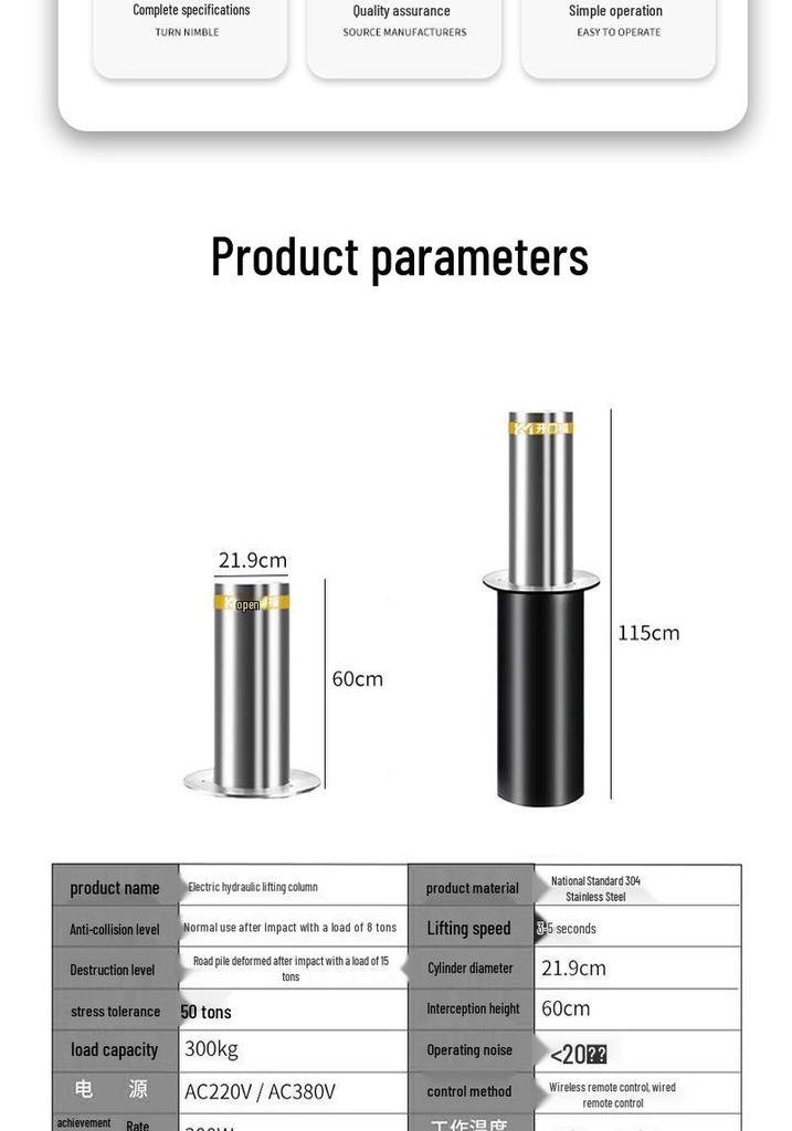 Fully Automatic Electric Hydraulic Lifting Bollard for Parking and Road Safety