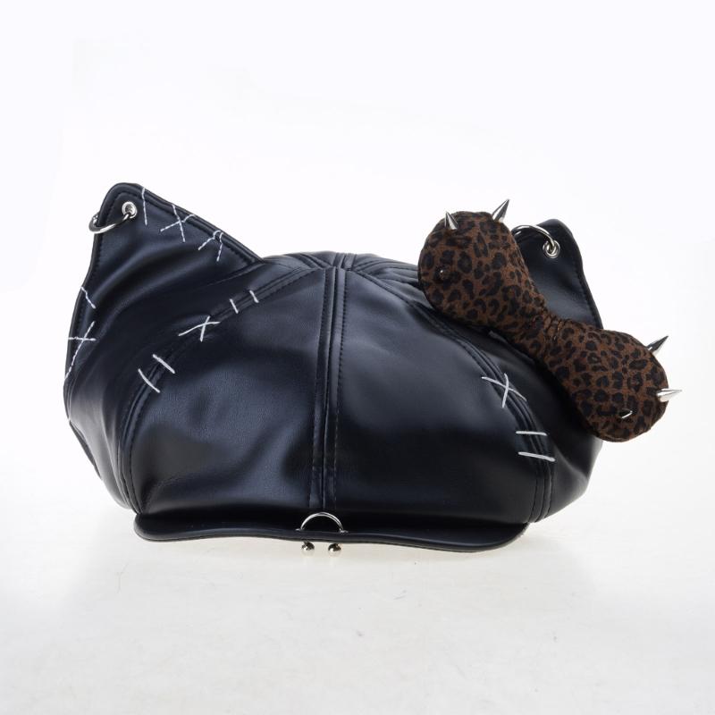 Rivet Studded Beret Hat for Lady Girl Fashion 2000s Octagonal Hat Driver Hat Girl Skull Caps All Matching Rocker Hat