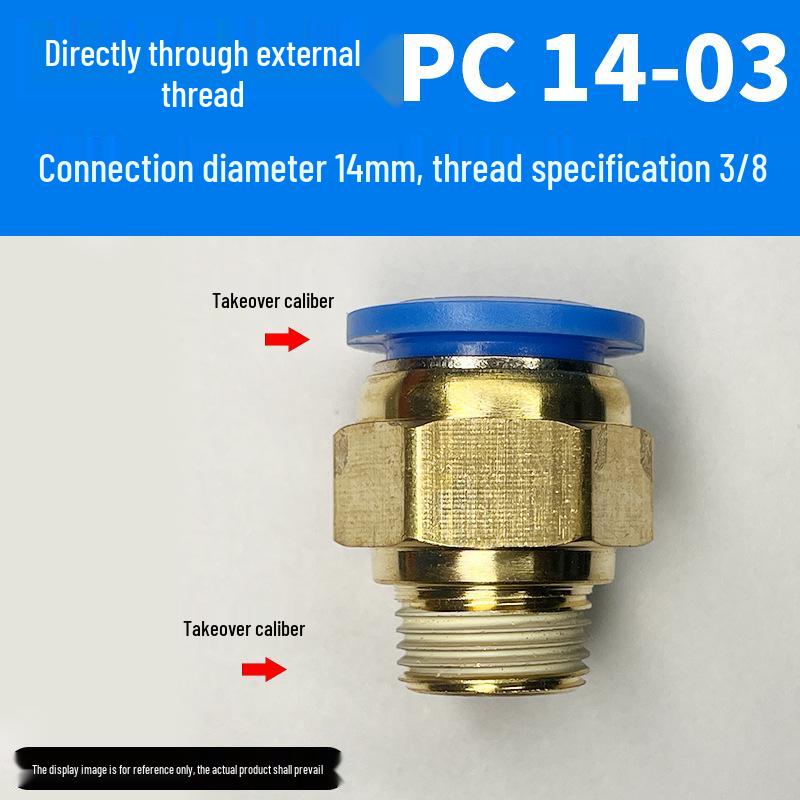 Luftröhre Pneumatischer Schnellverbinder PC8-02, Kupfer Außengewinde, Gerader Schnellsteckverbinder PC10-03/12-04.