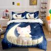 Moon Cat Starry Night Decor Soft Comfortable Duvet Cover Bedding Set Included 1*Duvet Cover & 2*Pillowcases, Gift