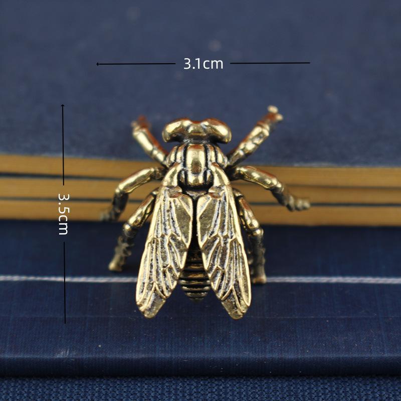Brass Mini Insect Figurines Retro Antique Finish Exquisite Carved Small Decor for Home Shelf Art Collection Birthday Gift Choice