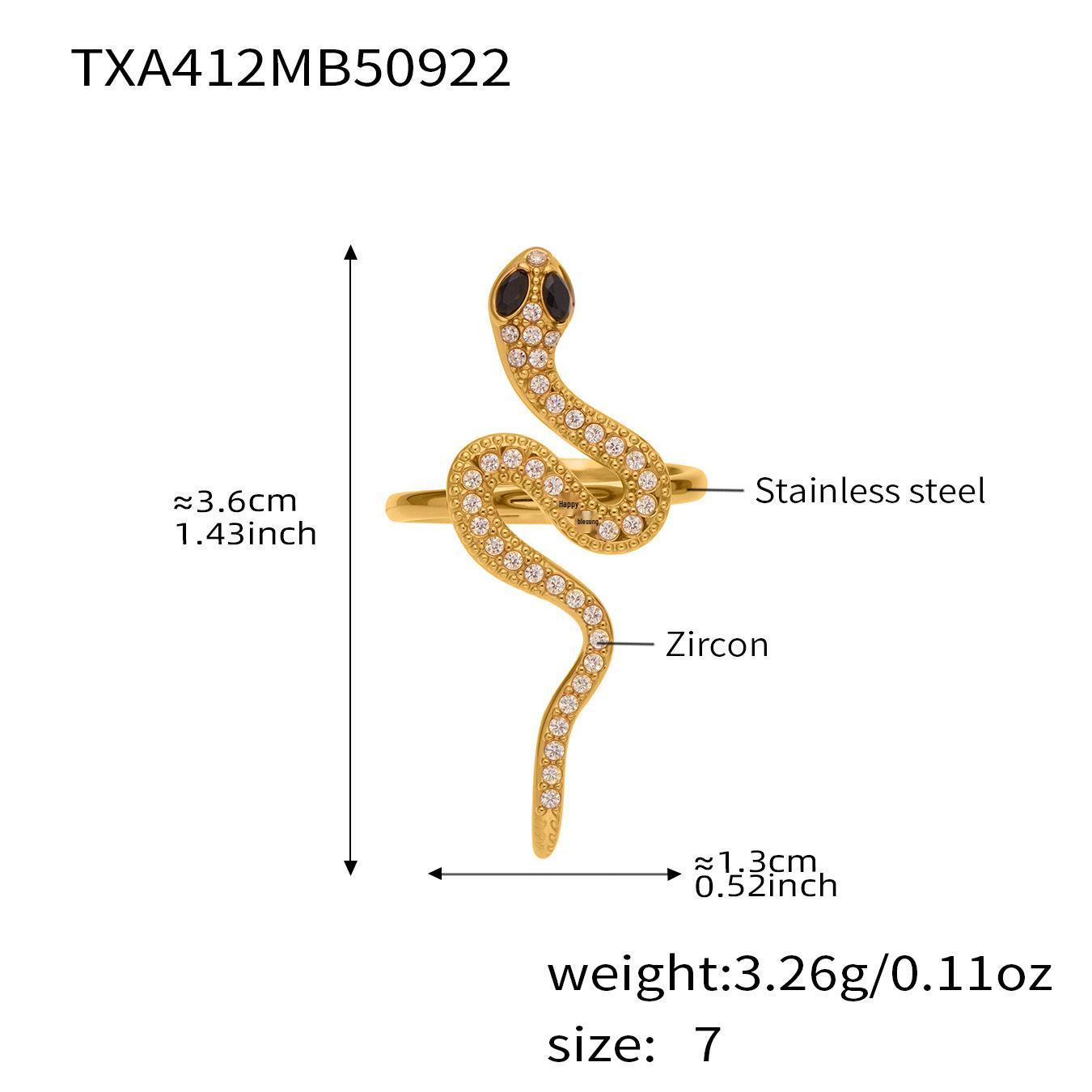 Qiong Yao 18K Gold Plated Snake Zircon Ring & Earrings Set