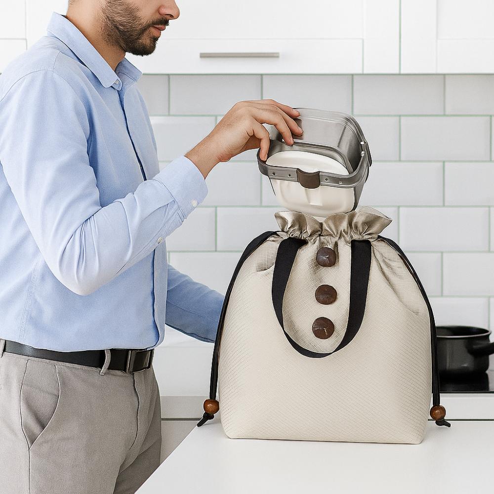 Thickened Drawstring Lunch Bag Foil Insulation Picnic Bag Insulated Meal Bag Office Worker