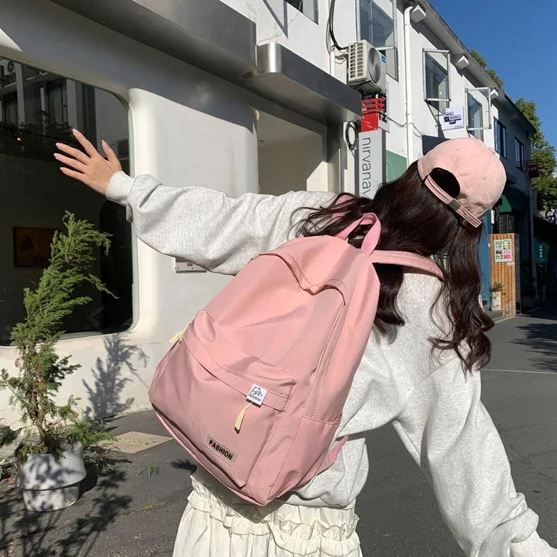 Umhängetasche Großes Fassungsvermögen Wasserdicht College Reise Damen Rucksack Einfarbig Schlichter Mädchen Laptop-Rucksack