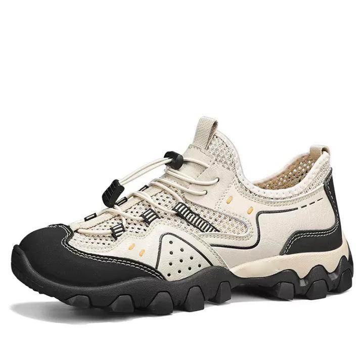 Men's Mesh Shoes Hollow Breathable Mesh Cloth Men's Sandals Non-slip Casual Shoes Fashionable Summer High-quality Outdoor Hiking Shoes