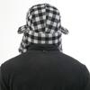 Unisex Plaid Fleece-lined Winter Beanie Hat With Ear Protection Windproof Warm Ski Cap Outdoor Activities