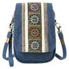 Ethnic Embroidered Canvas Phone Bag With Multiple Pockets For Daily Use