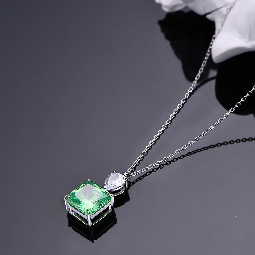 8ct High Carbon Diamond Necklace for Women 10 *10 Ice Cut Padma Imitation Ruby S925 Silver Pendant