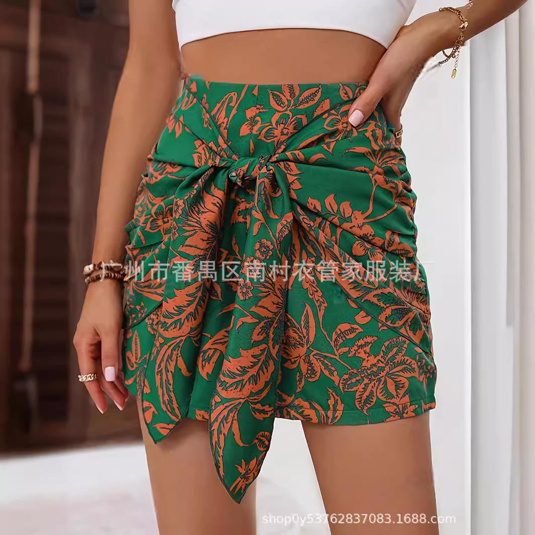 

Женские шорты для пляжного отдыха с тропическим принтом - Новая коллекция 2025 Small синий