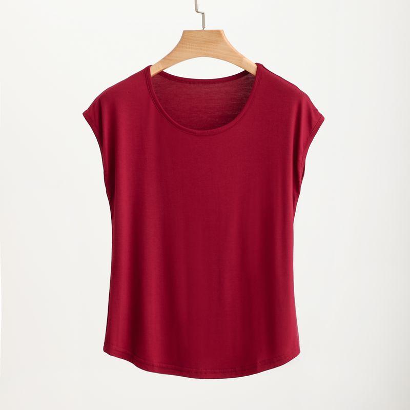 

Modal round Neck Sleeveless Bottoming Shirt Casual plus Size Slim-Fit Top Women s Summer Thin Inner Match Loose T-shirt Wine red L (Recommendation 50.00 kg-60.00 kg