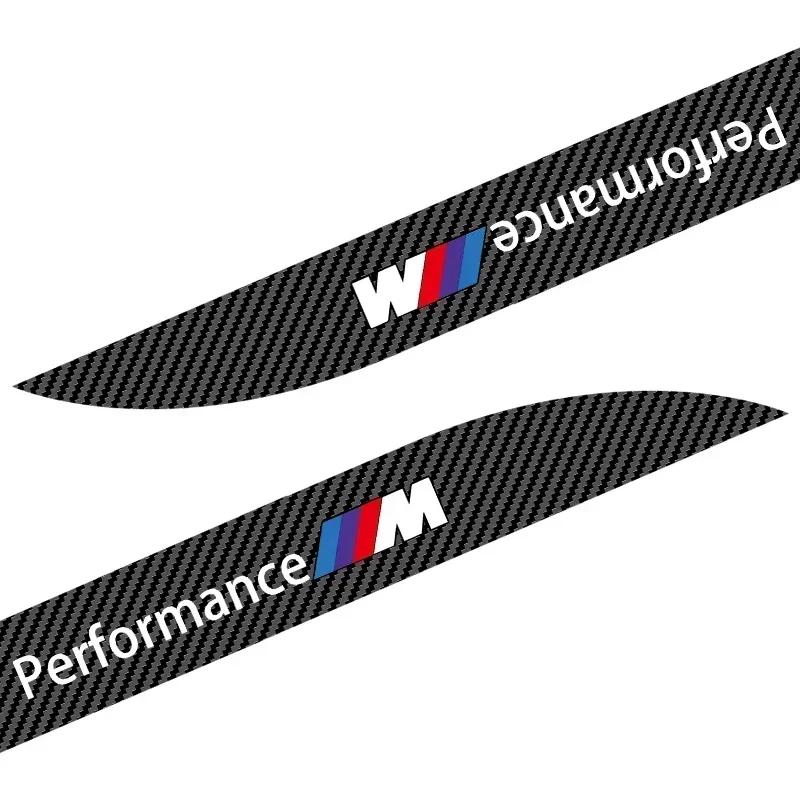 2pcs Car Side Skirt Sill Carbon Fibre Body Protection Sticker For BMW M Performance 1 3 5 7 Series M3 M4 M5 M6 X1 X3 X5 X6 X7