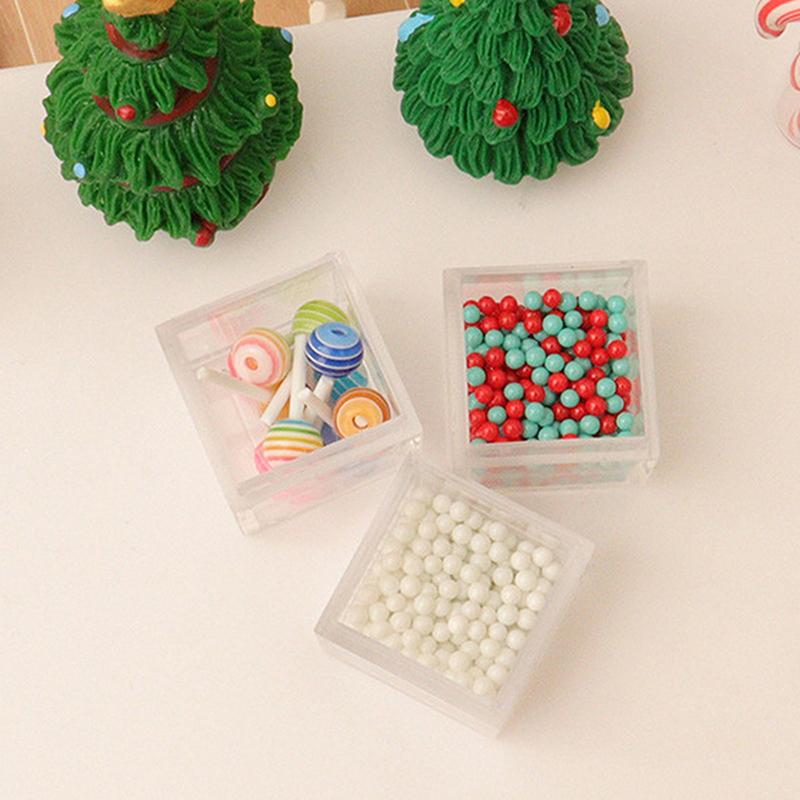 Dollhouse Simulation Christmas Candy Cookies Gift Box Model Dollhouse Kitchen Dessert Decoration Dolls House Food Accessories
