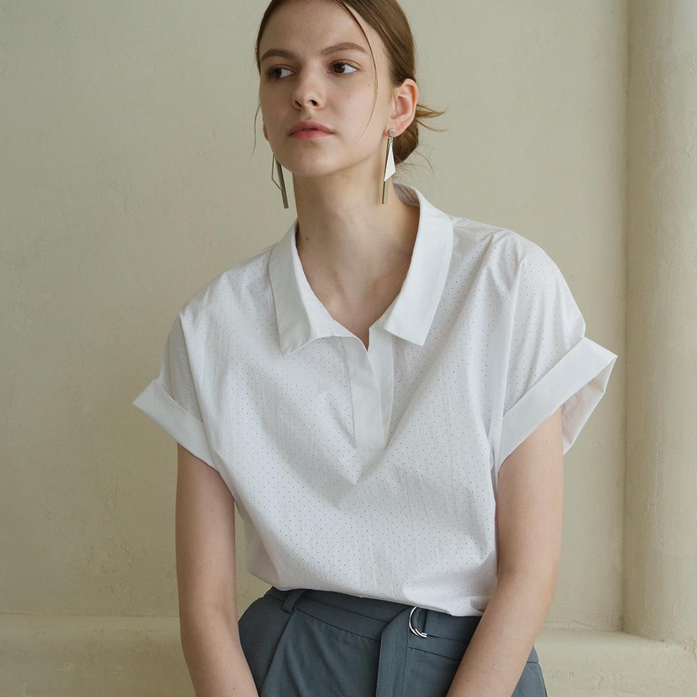 Acud Punching Detail Shirt Blouse _ White White/S