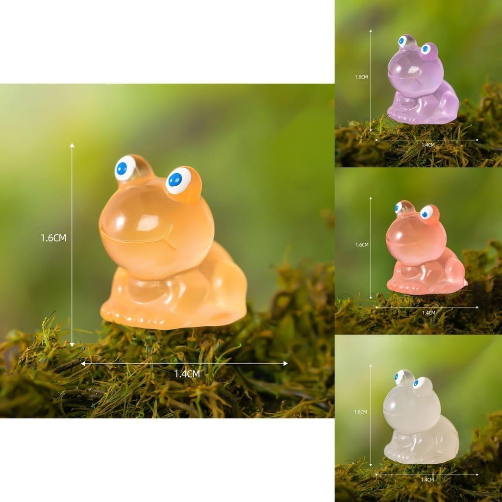 Colorful Glowing Little Frog Resin Figurine Adorable Cartoon Animal Decor