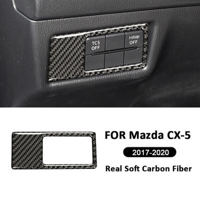For Mazda CX-5 2017- Carbon Fiber Car Front Headlight Switch Buttons Control Panel Trim Frame Interior Decoration Sticker