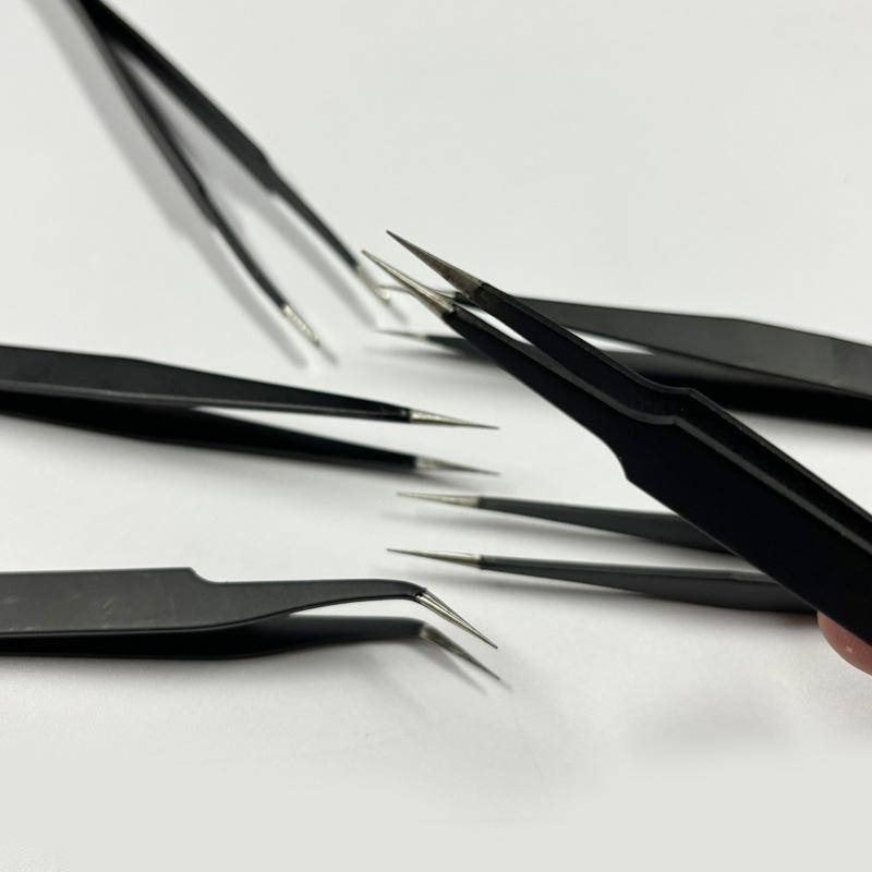 Anti-Static Stainless Steel Precision Tweezers, Curved Tip for Electronics, Eyelash Extensions, Manicure, Bird's Nest Picking, and Hair Removal.