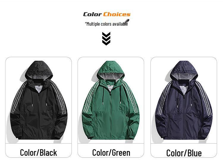 Unisex Korean-Style Hooded Windbreaker for Autumn/Spring - Casual Loose Fit, Plus Size, Ideal for Couples