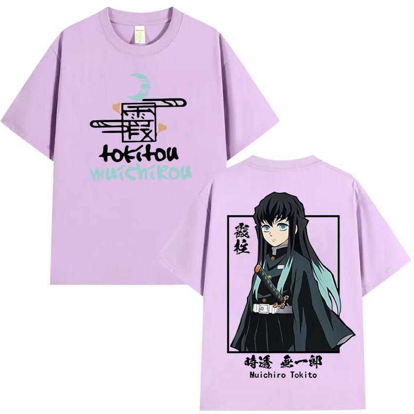 Anime Muichiro Tokito Vintage Graphic Tee Shirt Mens Women Clothing Fashion Oversized T-Shirts Gothic High Street Cotton T-Shirt