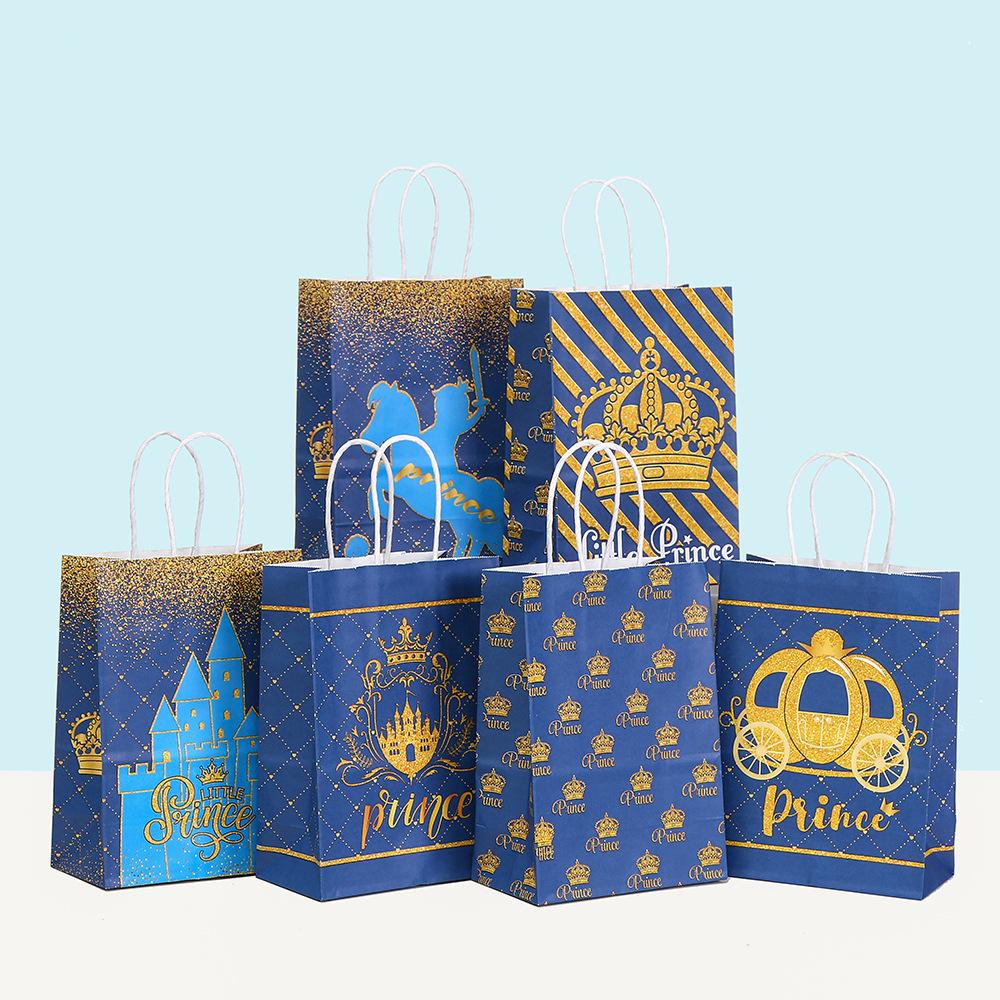 

StoBag little prince royal blue paper bag gift wrapping bags for sweets personalized packaging candy treat birthday party bag 30pcs&15x8x21cm