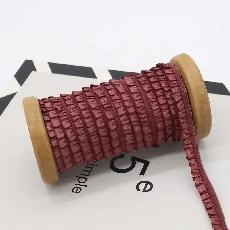 5-30Meters Meetee 10mm Elastic Bands Garment Stretch Ruffled Lace Trim Hairband Rubber Tapes DIY Clothing Sewing Accessories