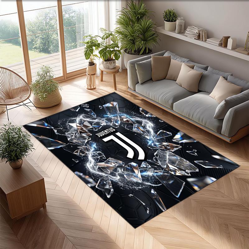 Tappeto in Flanella Stampato Juventus FC Antiscivolo Morbido Poliestere Tappeto per Pavimento Tappetino Decorativo per Interni per Camera da Letto Soggiorno Divano