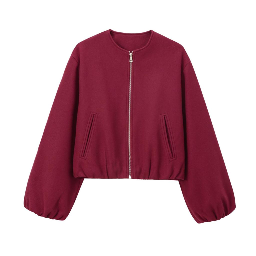 Oversized Soft Bomber Jacket for Women, Long Sleeve Coat, Front Zipper, Female Outerwear, Chic Tops, Fashion