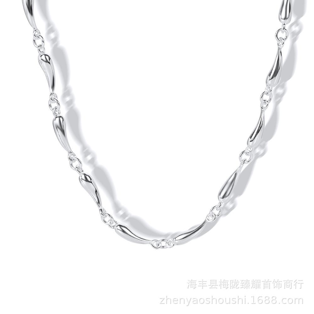 Silver Plated Water Drop Necklace for Men & Women - Simple, Fashionable, and Popular.