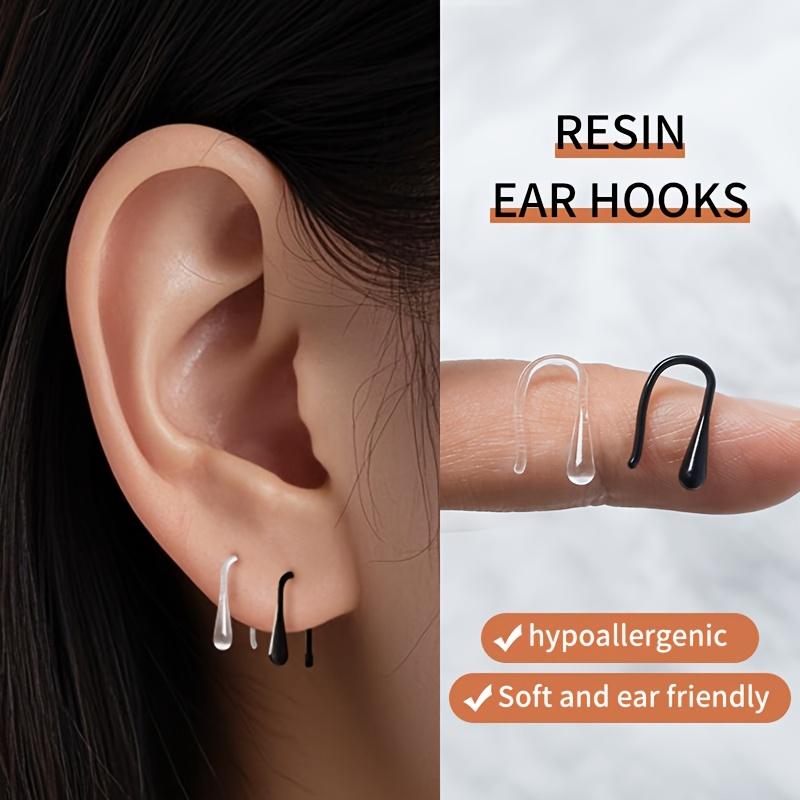 1 Box Contains About 12pcs of Hypoallergenic Ear Studs, Made of Soft Plastic Material. They Feature Drop-shaped and Transparent Hook Earrings