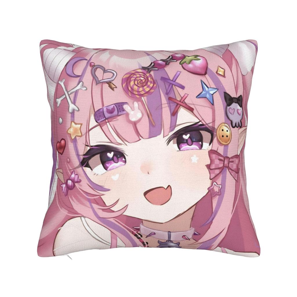 Ironmouse Neon Heart Frame With Devil Square Pillow Case Cute Vtuber Girl Cushion Cover Decor Pillowcover For Home 45X45Cm