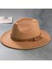 Casual Fedora Hat With Leather Belt Wide Brim Jazz Cap For Men And Women