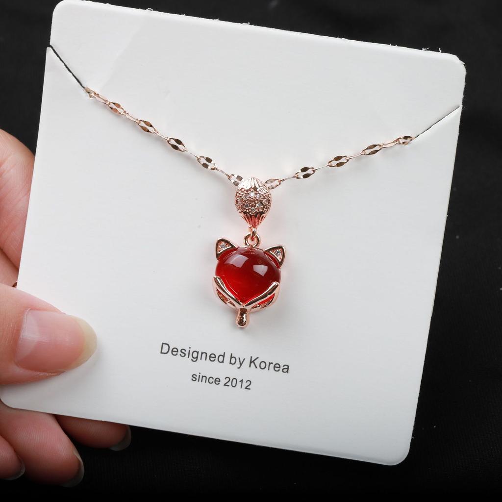 Little Fox Rose Gold Clavicle Chain Titanium Steel Short Necklace Female Tide Non-Fading Neck Chain Versatile Pendant