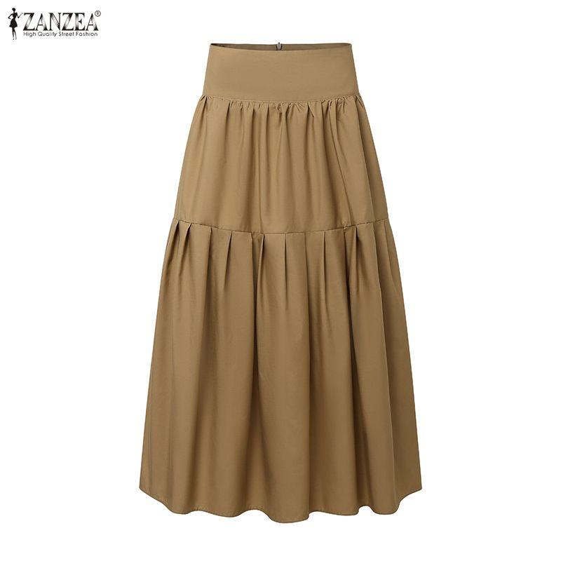 ZANZEA Lässige, einfarbige, lockere, lange Röcke für Damen