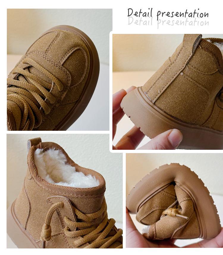 Zimní plyšové zateplené dětské sněhule 2025 - Teplé, univerzální, protiskluzové, bavlněné boty s měkkou podrážkou