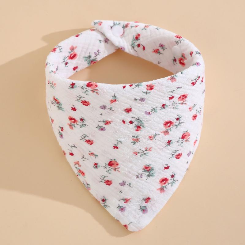 Baby Saliva Towel Class A Four-Layer Crepe Cartoon Snap-Button Bib Baby Triangle Scarf Newborn Bib