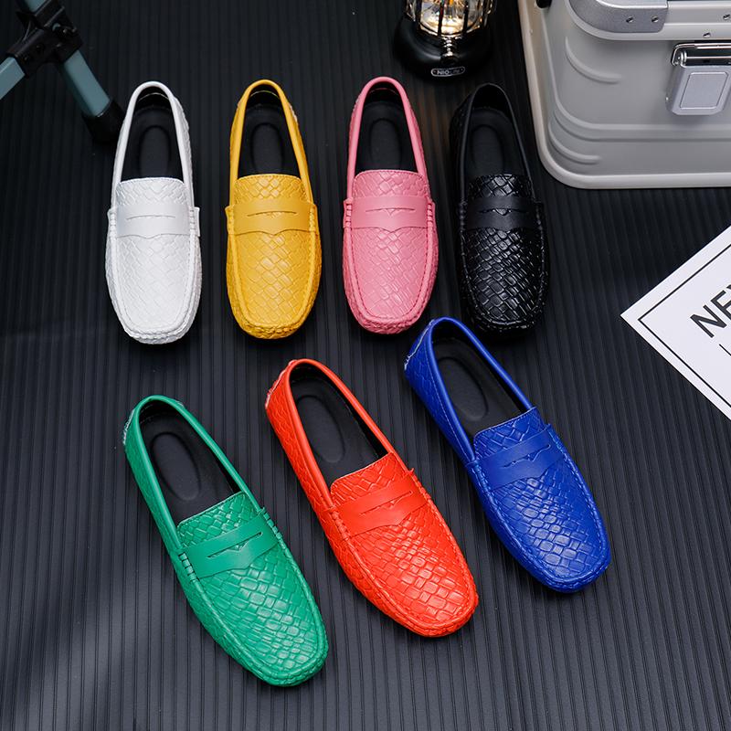 Herren Mokassins Loafer Fahrschuhe Komfort Leder Flats Lässige Slipper Übergröße Farbe Blau Erbsenschuhe Übergröße
